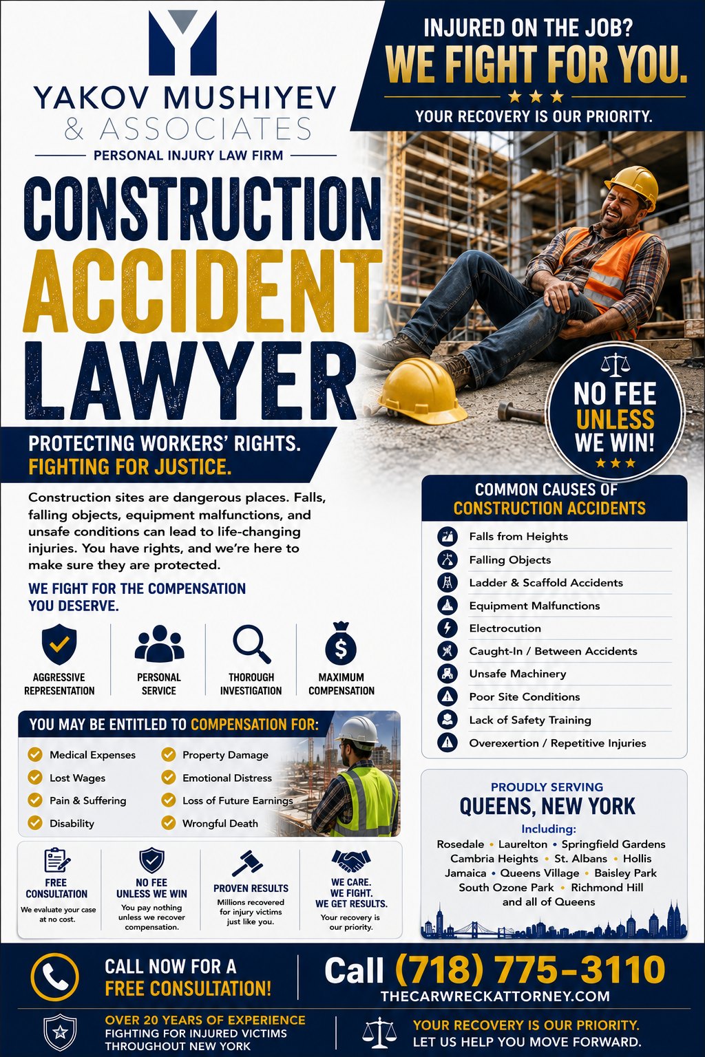 Construction site injury claim Great Neck Nassau County best lawyer