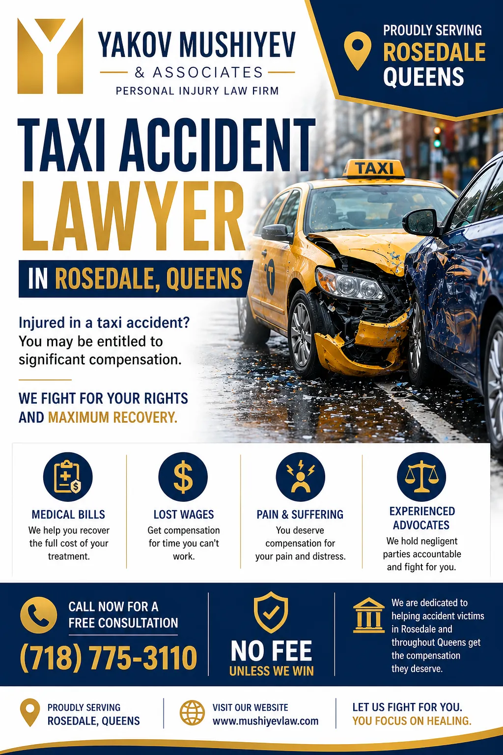 For-hire vehicle and taxi accident lawyer serving Richmond Hill, Queens