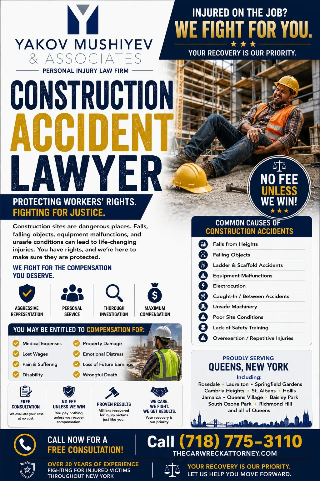 Construction site injury claim Great Neck Nassau County best lawyer