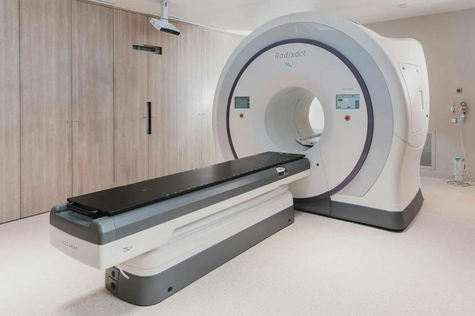 MRI scanner in a bright hospital imaging room used to support a nerve damage lawyer's claim