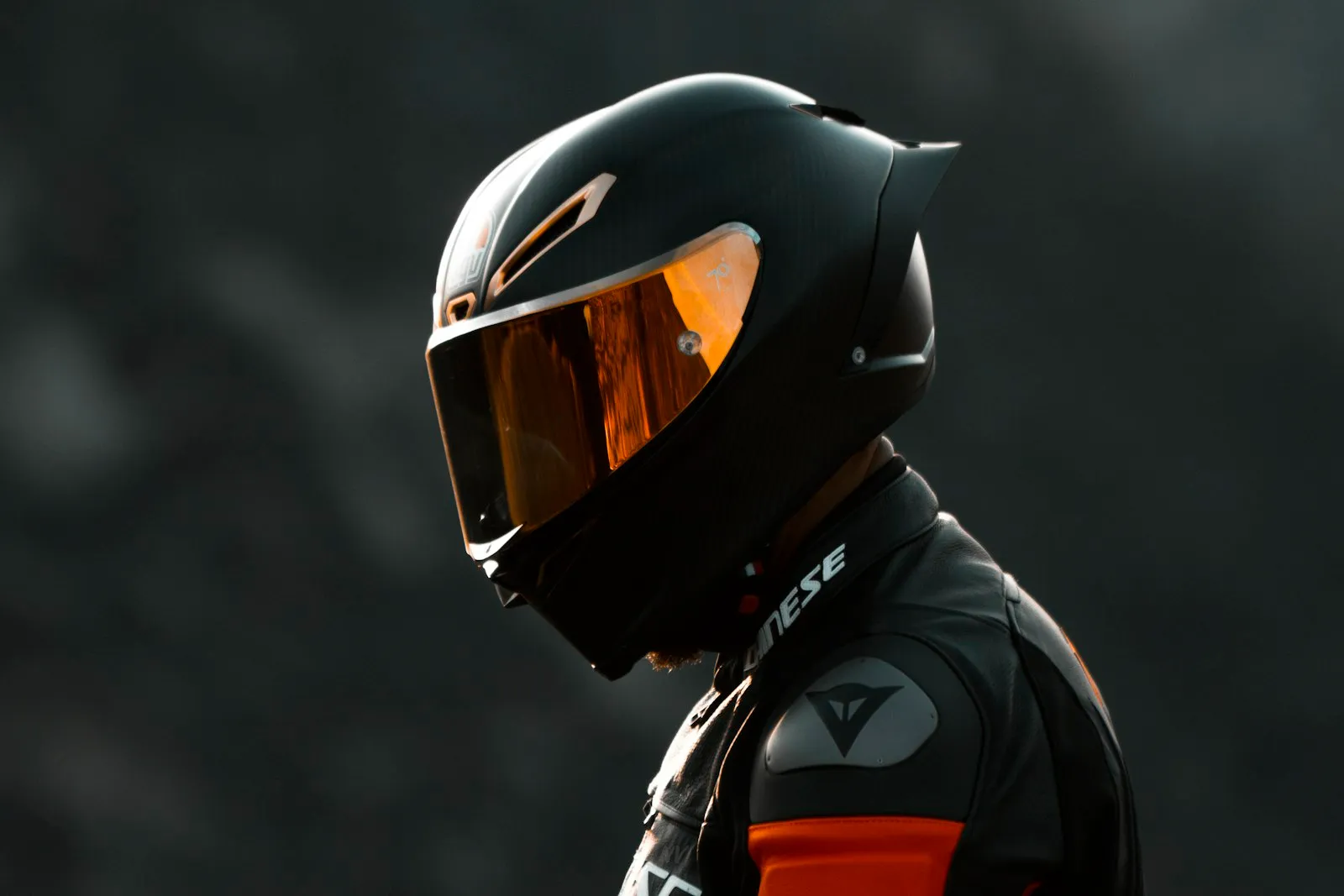 Motorcycle helmet resting on a motorcycle seat