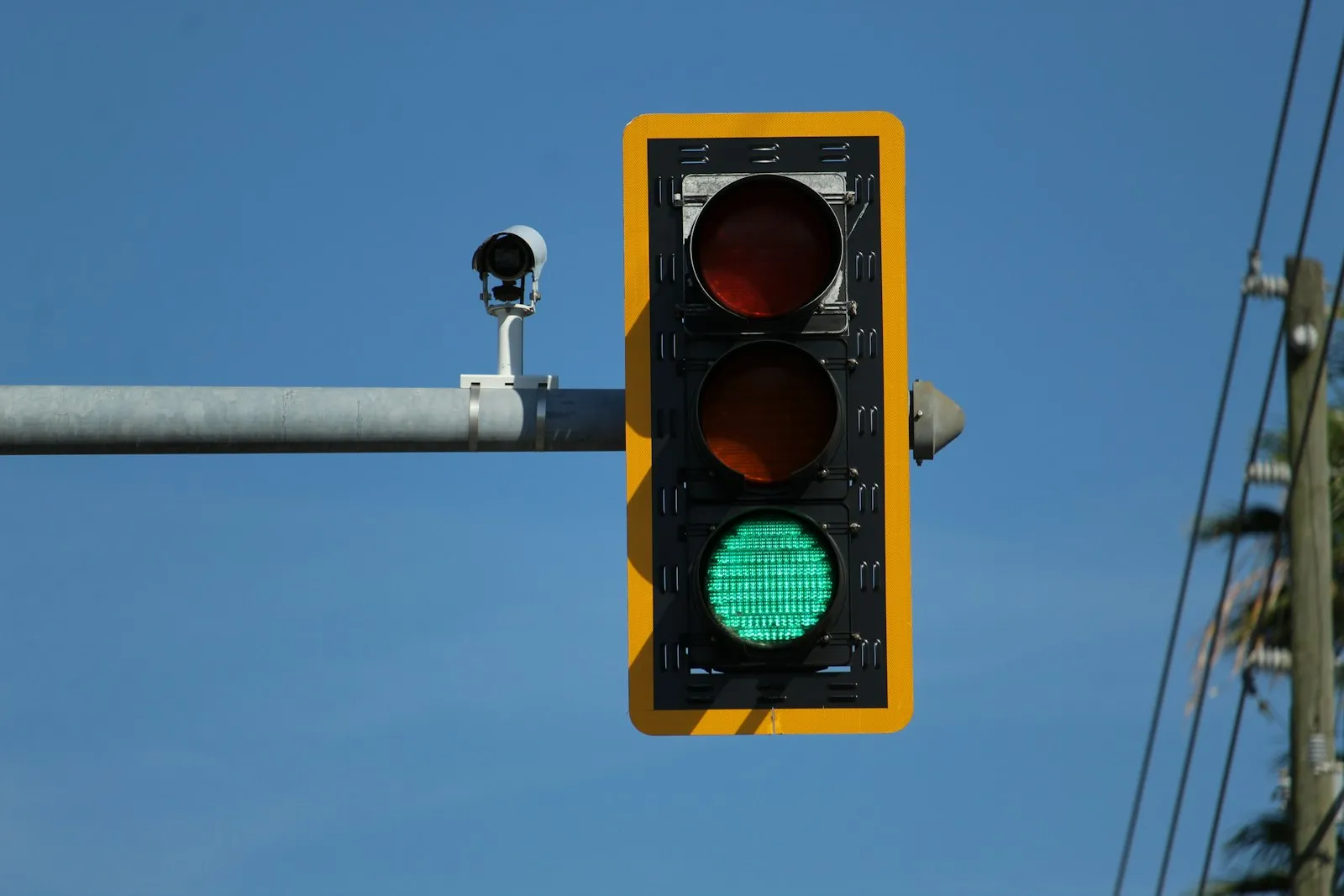 Traffic signal showing a red light